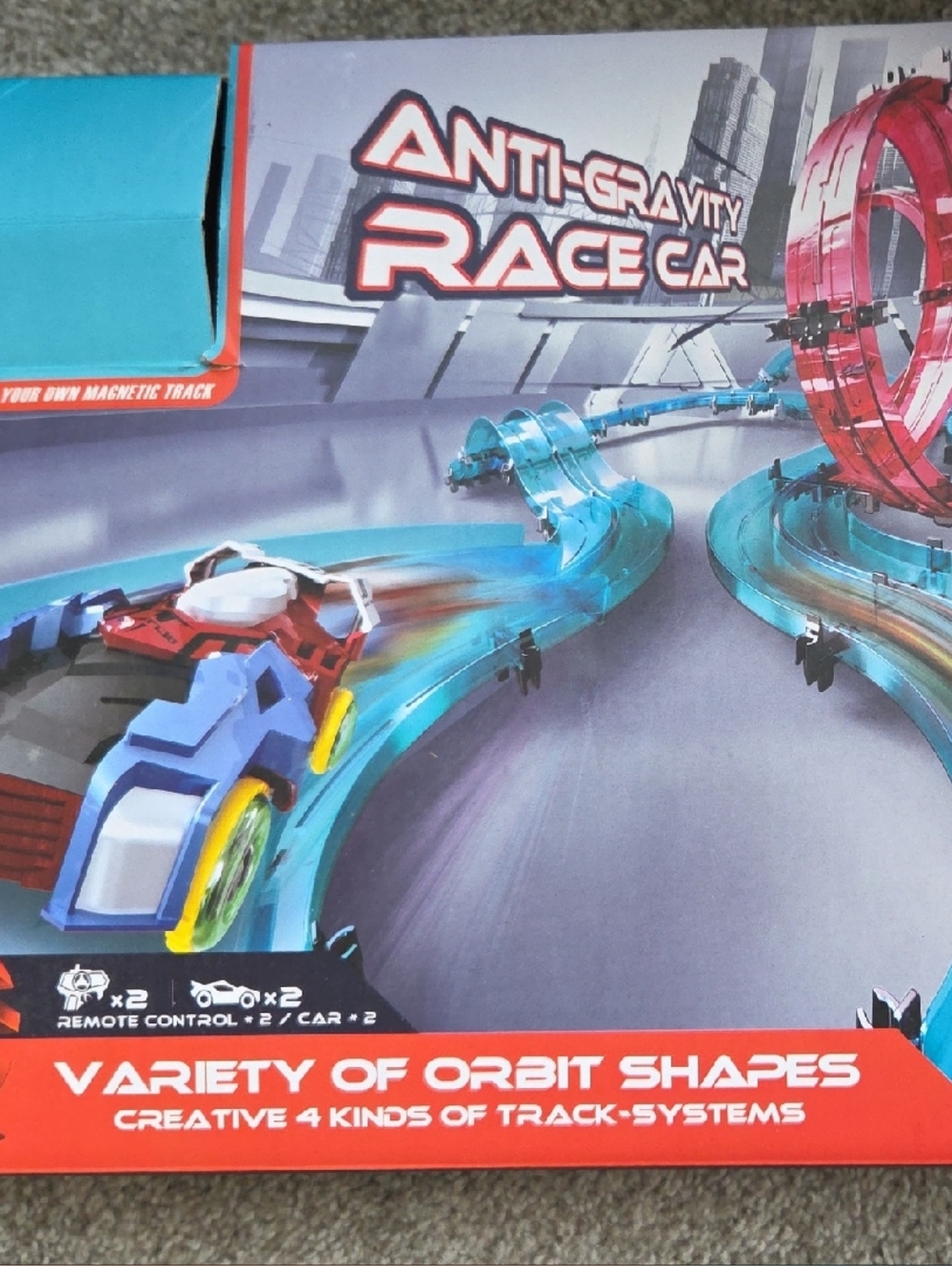 Anti-Gravity Race Car Track Set - Blue & Red